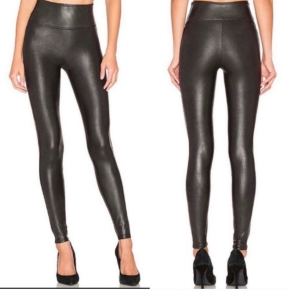 Spanx Faux Leather Leggings Size Small gunmetal